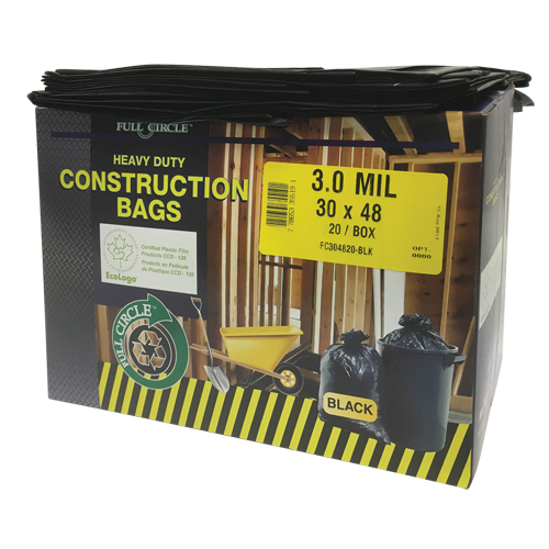 Sacs pour d&eacute;chets pour entrepreneurs, Fort, 30" la x 48" lo, 3 mils, Noir, Capacit&eacute; 113,56 L (30 gal.) Rideout Tool & Machine Inc.
