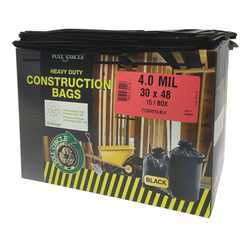 Sacs pour d&eacute;chets pour entrepreneurs, Fort, 30" la x 48" lo, 4 mils, Noir, Capacit&eacute; 124,91 L (33 gal.) Rideout Tool & Machine Inc.
