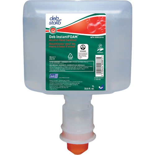 InstantFoam&reg; Sanitizer, 1000 ml, Cartridge Refill, 72% Alcohol Rideout Tool & Machine Inc.