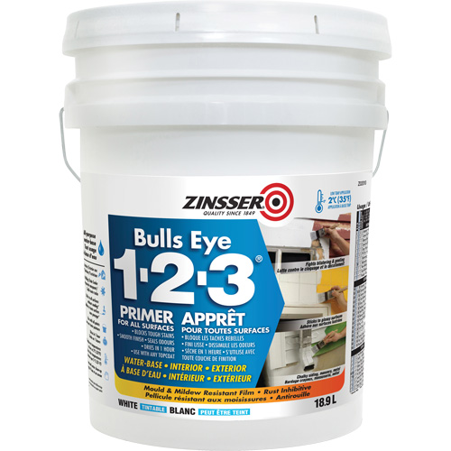 Bulls Eye 1-2-3&reg; Water-Base Primer, 18.9 L, Pail, White Rideout Tool & Machine Inc.