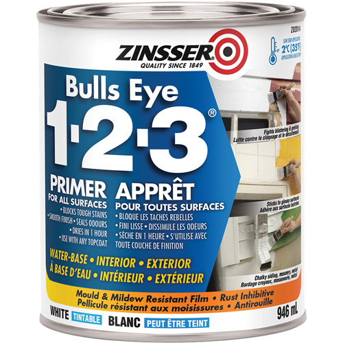 Appr&ecirc;t &agrave; base d'eau Bulls Eye 1-2-3, 946 ml, Canette, Blanc Rideout Tool & Machine Inc.