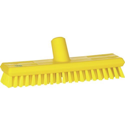 Brosse lave-pont aliment&eacute;e en eau, Crins Extra-ferme, 10-3/4", Polyester, Jaune Rideout Tool & Machine Inc.