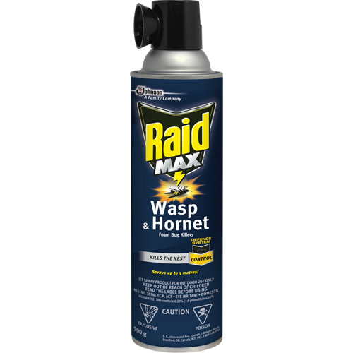 Raid&reg; Max&reg; Wasp & Hornet Foam Bug Killer, 500 g, Aerosol Can, Solvent Base Rideout Tool & Machine Inc.