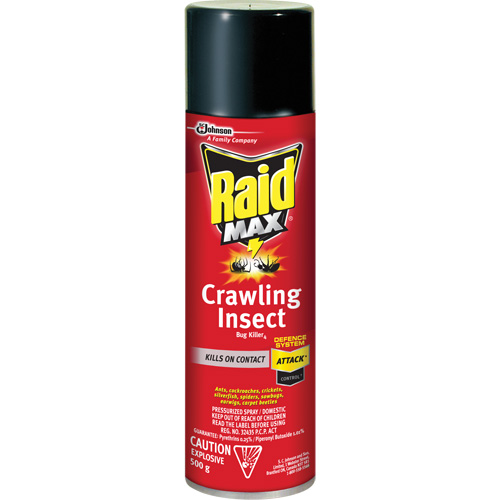 Raid&reg; Max&reg; Crawling Insect Bug Killer, 500 g, Aerosol Can, Solvent Base Rideout Tool & Machine Inc.