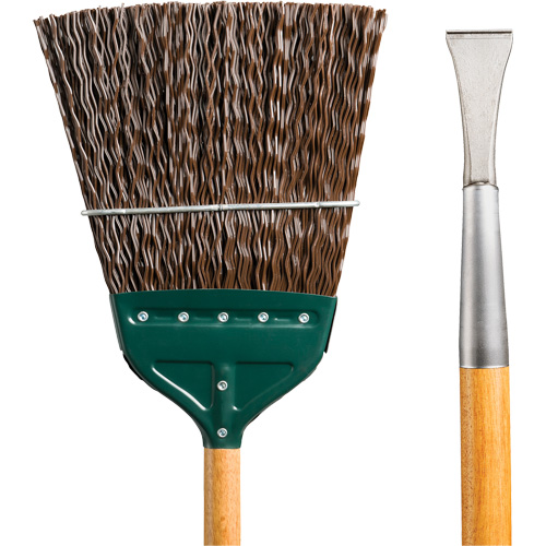 Track & Switch Broom with Heavy-Duty Forged Chisel, Wood Handle, Polypropylene Bristles, 55" L Rideout Tool & Machine Inc.