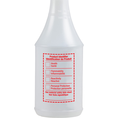 Bouteille &agrave; pulv&eacute;risateur ronde avec &eacute;tiquette SIMDUT, 24 oz Rideout Tool & Machine Inc.