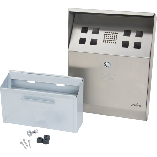 Cendrier, Montage mural, Acier inoxydable, Capacit&eacute; 1.6 Litres, Hauteur 13-4/5" Rideout Tool & Machine Inc.