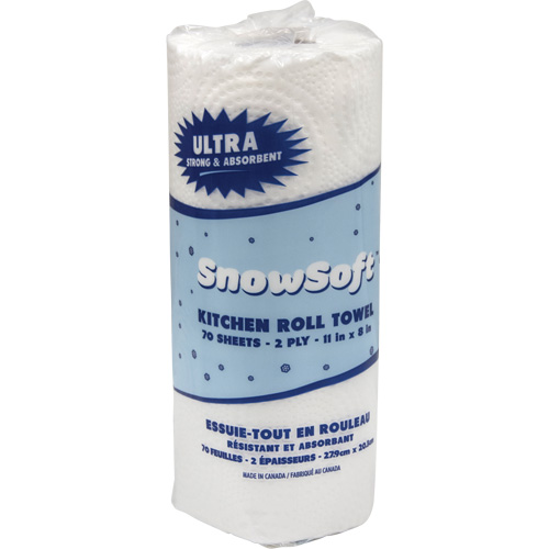 Essuie-tout pour cuisines de premi&egrave;re qualit&eacute; Snow Soft, 2 Pli, 70 Feuilles/rouleau, 8" la, 11" lo Rideout Tool & Machine Inc.