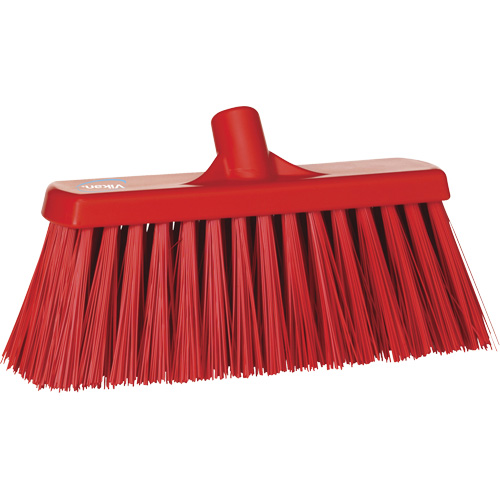 Heavy-Duty Push Broom, Stiff Bristles, 13", Polyester, Red Rideout Tool & Machine Inc.