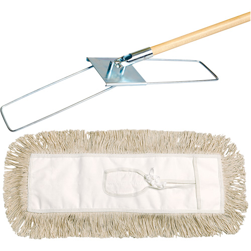 Break-Ezy Dust Mop System, Tie-On Style, Cotton, 48" L x 3-1/2" W Rideout Tool & Machine Inc.