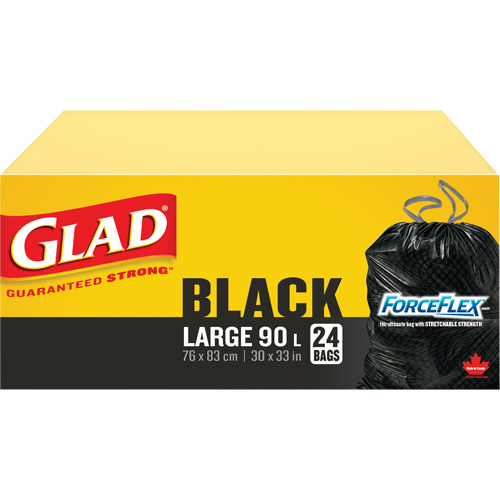 90L Garbage Bags, Regular, 30" W x 33" L, Black Rideout Tool & Machine Inc.