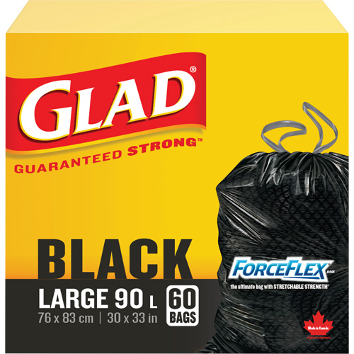 90L Garbage Bags, Regular, 30" W x 33" L, Black Rideout Tool & Machine Inc.
