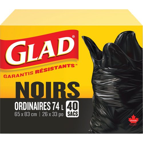 74L Garbage Bags, Regular, 26" W x 33" L, Black Rideout Tool & Machine Inc.