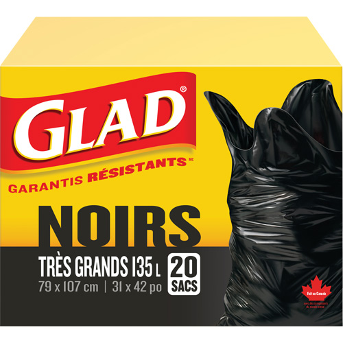 135L Garbage Bags, Regular, 31" W x 42" L, Black Rideout Tool & Machine Inc.