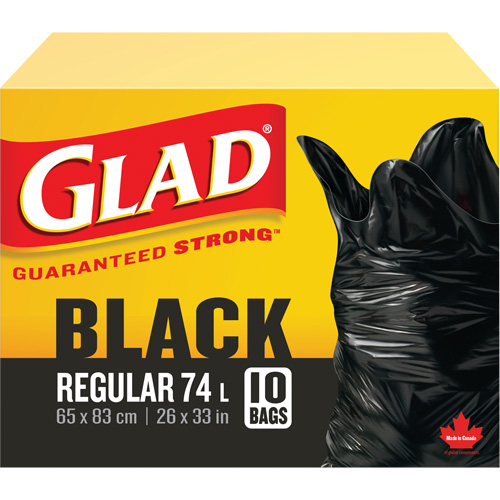 74L Garbage Bags, Regular, 26" W x 33" L, Black Rideout Tool & Machine Inc.