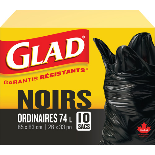 74L Garbage Bags, Regular, 26" W x 33" L, Black Rideout Tool & Machine Inc.