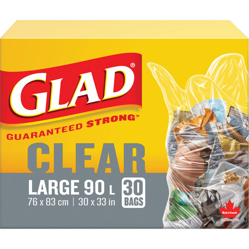 90L Garbage Bags, Regular, 30" W x 33" L, Clear Rideout Tool & Machine Inc.