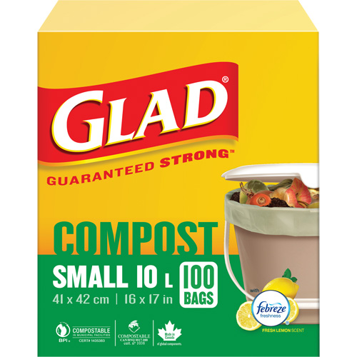 Small Compostable Bags, Regular, 17" L x 16" W, Brown, 10 L (3 Gal.) Capacity Rideout Tool & Machine Inc.