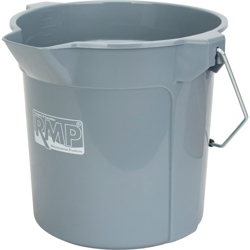 Round Bucket with Pouring Spout, 2.64 US Gal. (10.57 qt.) Capacity, Grey Rideout Tool & Machine Inc.