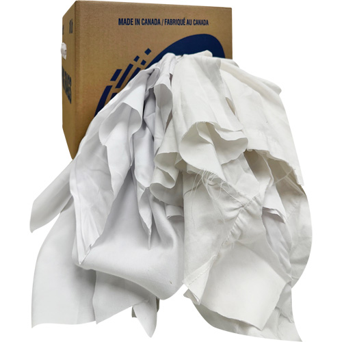 Chiffons recycl&eacute;s, Coton, Blanc, 10 lb Rideout Tool & Machine Inc.