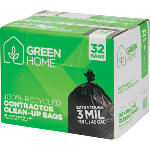 Green Home Garbage Bags, Strong, 33" W x 48" L, 3 mils, Black, 159 L (42 Gal.) Capacity Rideout Tool & Machine Inc.