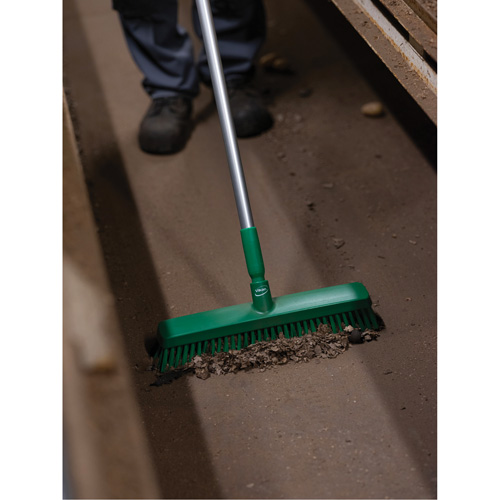 Push Broom Head, Fine/Stiff Bristles, 16-1/2", Polyester/Polypropylene, Green Rideout Tool & Machine Inc.