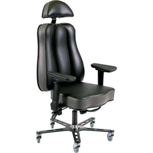 Chaise ergonomique 24 h Synergo II, Vinyle, Noir/gris, Capacit&eacute; 350 lb Rideout Tool & Machine Inc.