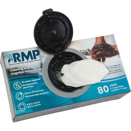 Lingettes nettoyantes extra-larges, 80 lingettes, 8" x 8" Rideout Tool & Machine Inc.