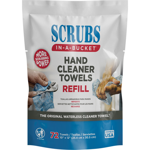 Hand Cleaner Towels Refill Pack, 72 Wipes, 10" x 12" Rideout Tool & Machine Inc.