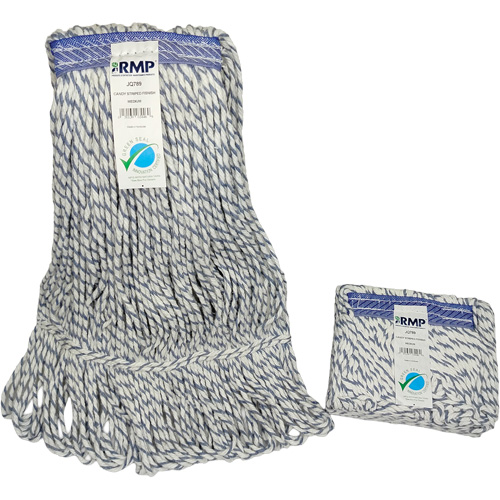 Candy-Striped Mop Head, Floor Finishing, Synthetic, 16 oz., Loop Style Rideout Tool & Machine Inc.