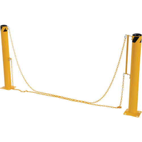Dock Chain Barrier Bollard System, Steel, 42" H x 6-5/8" W, Yellow Rideout Tool & Machine Inc.