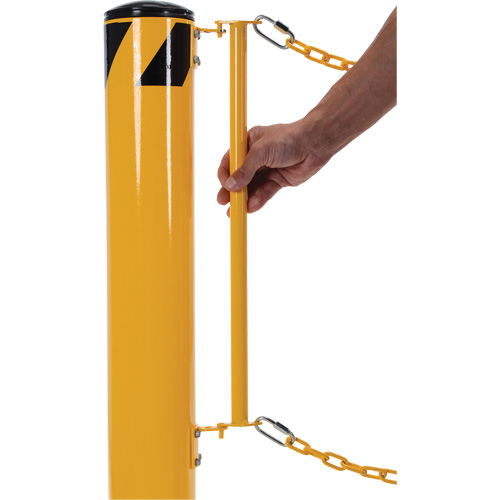 Dock Chain Barrier Bollard System, Steel, 42" H x 6-5/8" W, Yellow Rideout Tool & Machine Inc.