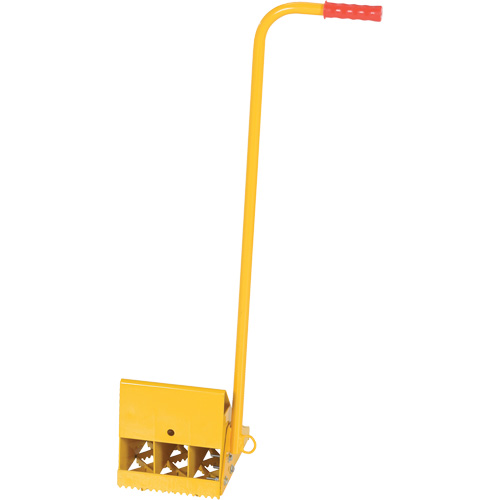 Cale de roue avec poign&eacute;e ergonomique, Acier, Jaune, 8" la x 10-3/4" p x 9-1/8" h Rideout Tool & Machine Inc.