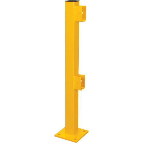 Poteau d'extr&eacute;mit&eacute; pour garde-corps l&eacute;gers, Acier, 42" h, Jaune s&eacute;curit&eacute; OSHA Rideout Tool & Machine Inc.