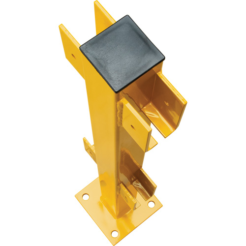 Poteau en ligne pour garde-corps l&eacute;gers, Acier, 42" h, Jaune s&eacute;curit&eacute; OSHA Rideout Tool & Machine Inc.