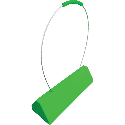 Cale de roue pour avion Checkers Safety SafeRay avec poign&eacute;e &agrave; c&acirc;ble ergonomique, Ur&eacute;thane, Vert fluorescent, 24" la x 8" p x 6" h Rideout Tool & Machine Inc.