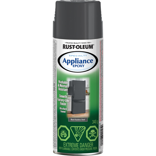 Specialty Appliance Epoxy Coating, Aerosol Can, Black Stainless Steel Rideout Tool & Machine Inc.