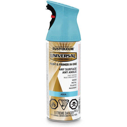 Universal&reg; Enamel Paint & Primer In One, Aqua Blue, Satin, Aerosol Can Rideout Tool & Machine Inc.
