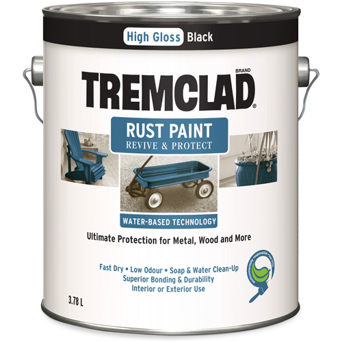 Tremclad&reg; Water-Based Rust Paint, 3.78 L, Gallon, Black Rideout Tool & Machine Inc.