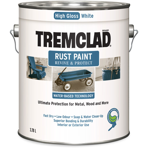 Tremclad&reg; Water-Based Rust Paint, 3.78 L, Gallon, White Rideout Tool & Machine Inc.