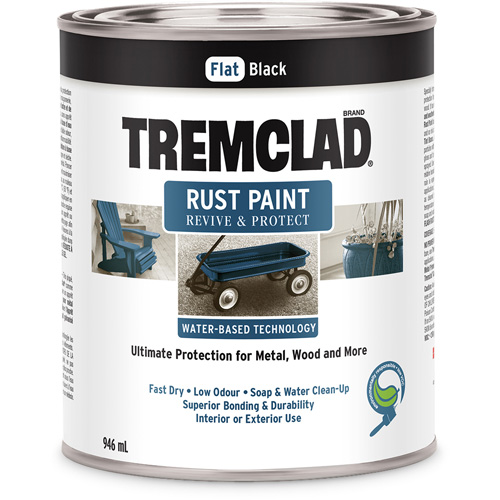 Tremclad&reg; Water-Based Rust Paint, 946 ml, Can, Black Rideout Tool & Machine Inc.