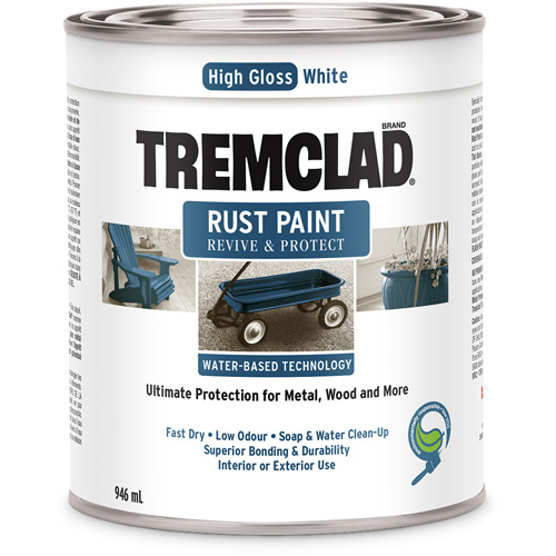 Peinture antirouille &agrave; base d'eau Tremclad, 946 ml, Canette, Blanc Rideout Tool & Machine Inc.