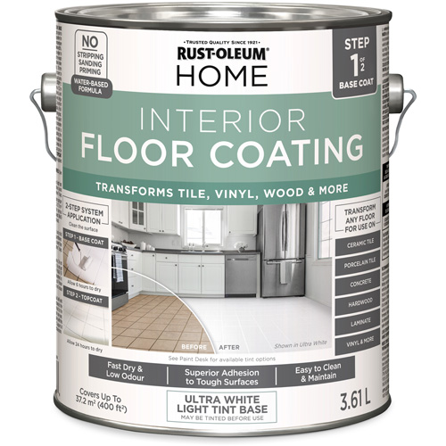 Home Interior Floor Coating System Base Coat, 3.61 L, Water-Based, Very Flat, Tint Base/White Rideout Tool & Machine Inc.