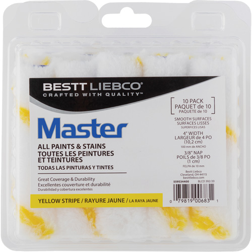 Master Yellow Stripe Mini Roller, 10 mm (3/8") Nap, 101.6 mm (4") L Rideout Tool & Machine Inc.