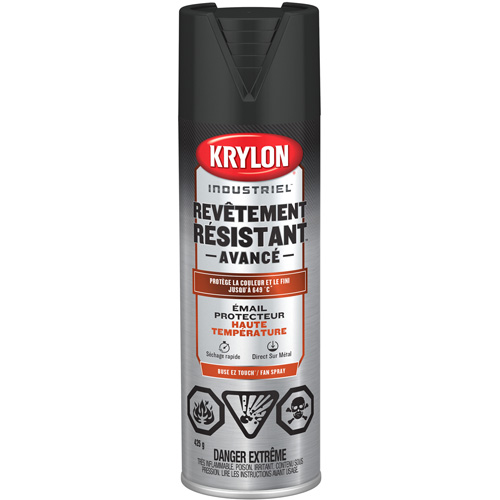 Peinture industrielle &agrave; chaleur &eacute;lev&eacute;e Tough Coat Advanced, Noir haute temp&eacute;rature, Plat, 425 g, Canette a&eacute;rosol Rideout Tool & Machine Inc.