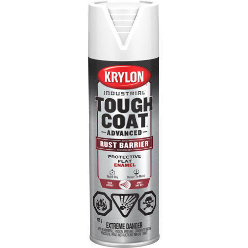 Peinture Tough Coat avec technologie Rust Barrier, Blanc, Plat, 425 g, Canette a&eacute;rosol Rideout Tool & Machine Inc.