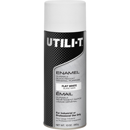 Peinture-&eacute;mail en a&eacute;rosol polyvalent UTILI-T, Blanc, Plat, 10 oz/283 g, Canette a&eacute;rosol Rideout Tool & Machine Inc.