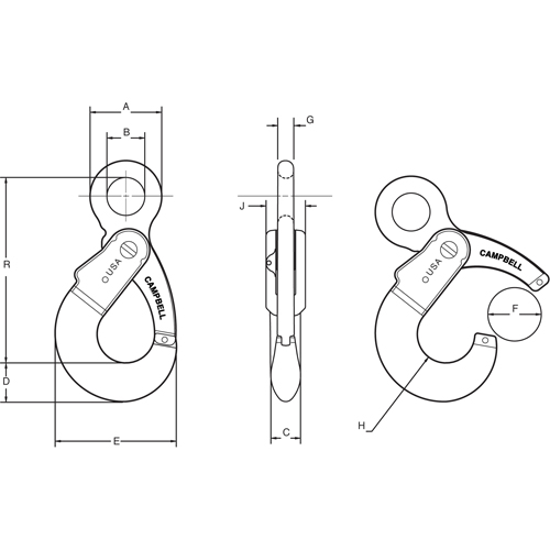 Alloy Steel Eye-Type Self-Locking Hooks Rideout Tool & Machine Inc.