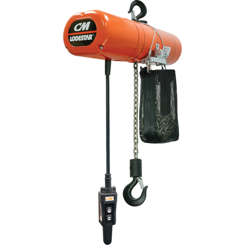Lodestar Electric Chain Hoists, 10' Lift, 500 lbs. (0.25 tons) Capacity, 16 FPM Rideout Tool & Machine Inc.