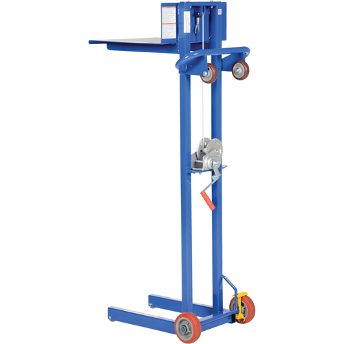 Platform Lift Stacker, Hand Winch Operated, 400 lbs. Capacity, 58" Max Lift Rideout Tool & Machine Inc.